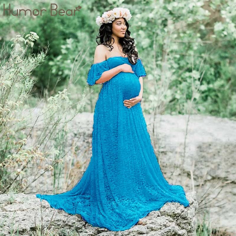 Humor Bär Sommer kleidung für schwangere frauen Spitze Mutterschaft Kleider Mutterschaft Fotografie Requisiten Schwangerschaft Kleid