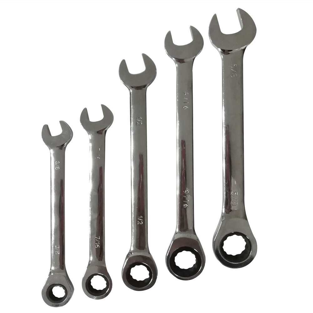 5 Pcs 72 Teeth Combination Ratchet Wrench Set Universal Spanner Vehicle Repair Tools Metric or Imperial: SAE Size Wrench