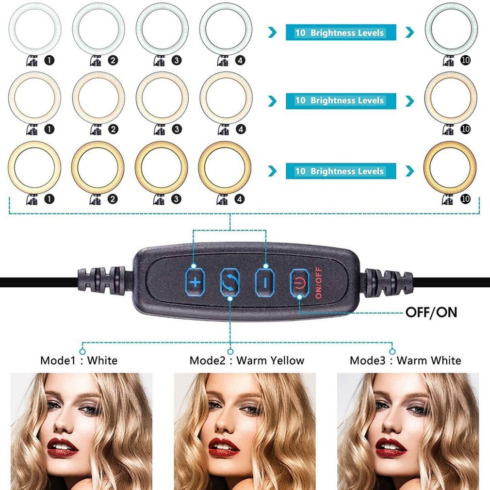 Dimmable LED Ring Light With Tripod Convenient Live Fill Light Mobile Phone Bracket 8 Inch Universal