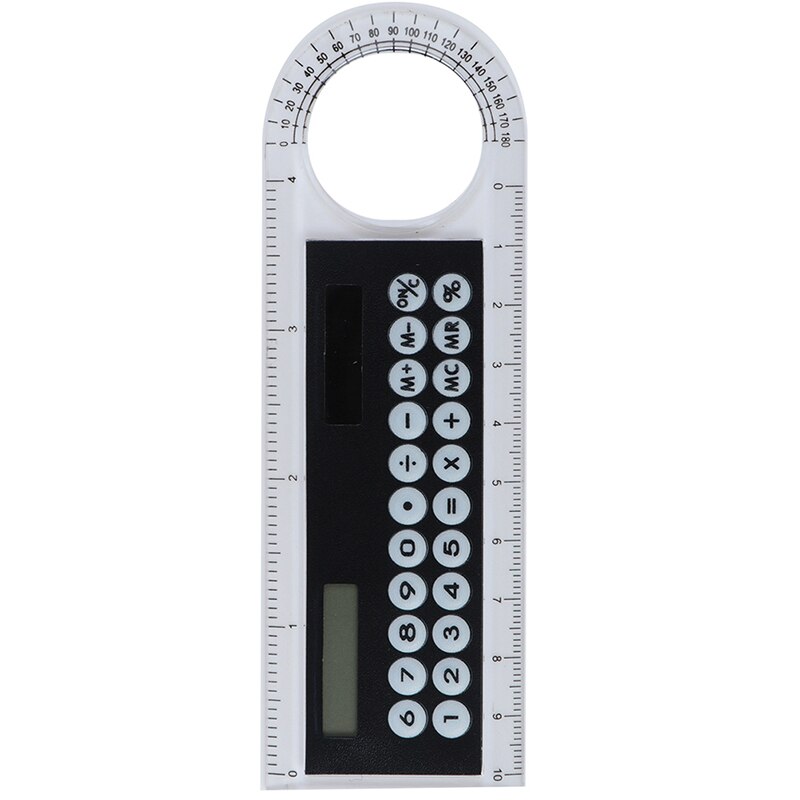 Mini-calculadora cartão de 10cm, energia solar, criativo, com régua multifuncional, material de escritório e escola, 1 peça: black