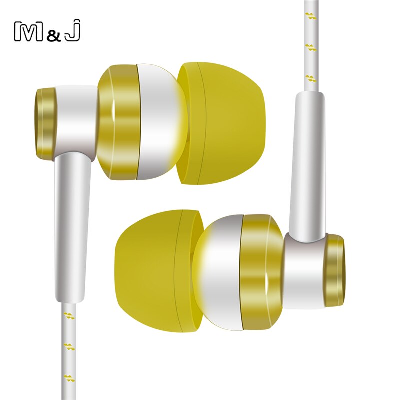 M & J J10 MP3 MP4 Bedrading Subwoofer Headset Oor Gevlochten Touw Draad Doek Touw Oordopje Geluidsisolerende Oortelefoon Handenvrij