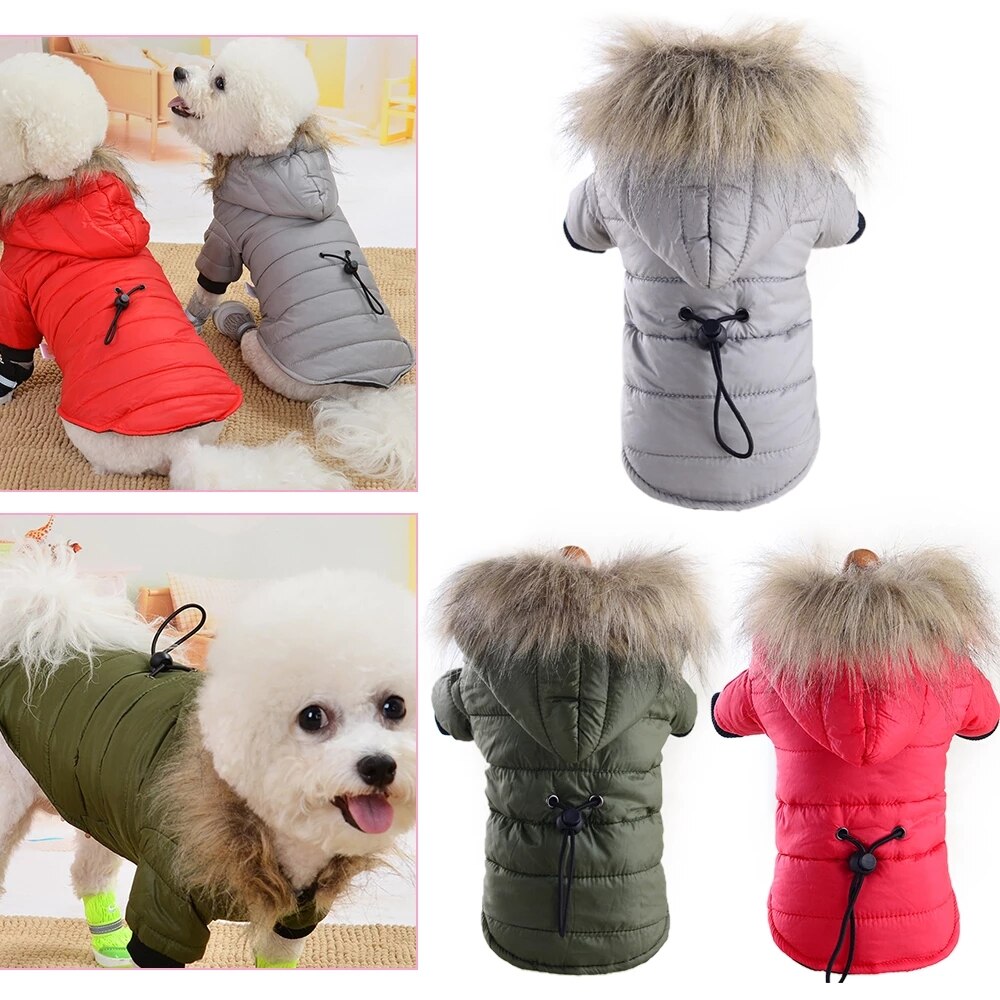 Middelgrote En Kleine Hooded Kleding Zachte Bont Kap Puppy Clothingwinter Warme Hond Jas Down Katoen Gewatteerde Jas