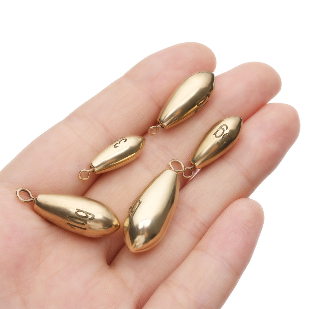 5pcs copper Tungsten Fishing Sinkers Weights Flipping Weights Bass Sinker Tackle Fishing Lead fall Fishing Accessories