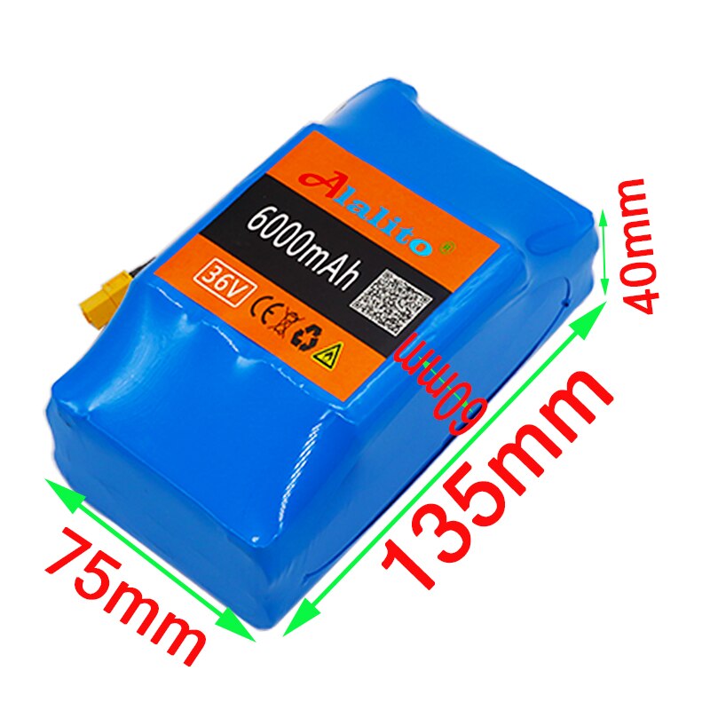 10S2P 36v lithium-ion rechargeable battery 6000 mAh 6.0AH battery pack for electric self-suction hoverboard unicycle
