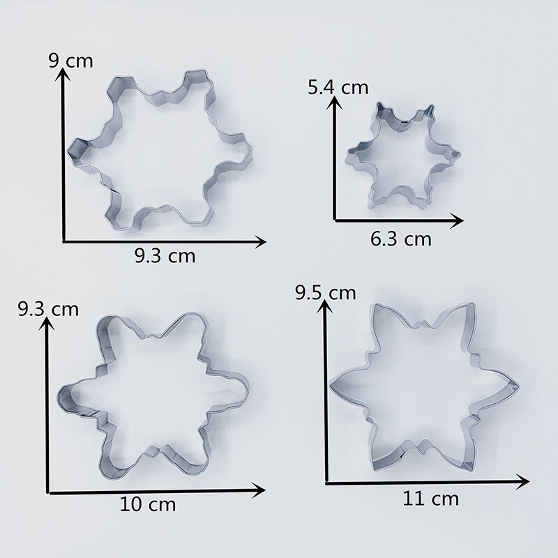 Keniao winter sneeuwvlok koekjesvorm set kerst fondant uitstekers  - 5 verschillende maten en vormen - biscuit roestvrij staal