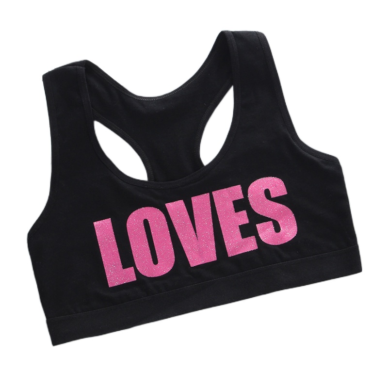 10PC Summer Girl Bras Teen Crop Top Sport Training Bras Puberty Underwear Vest Racerback Kids Tube Top Droppshipping 12: C Black