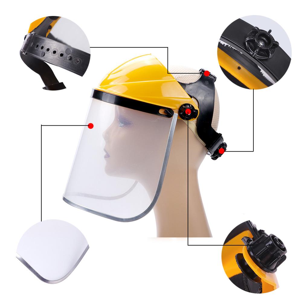 Industrial Safety Full Face Shield Wide Visor Clear Screen Anti-shock Face Screen Or Adjustable Steel Mesh Sports Safety Helmet