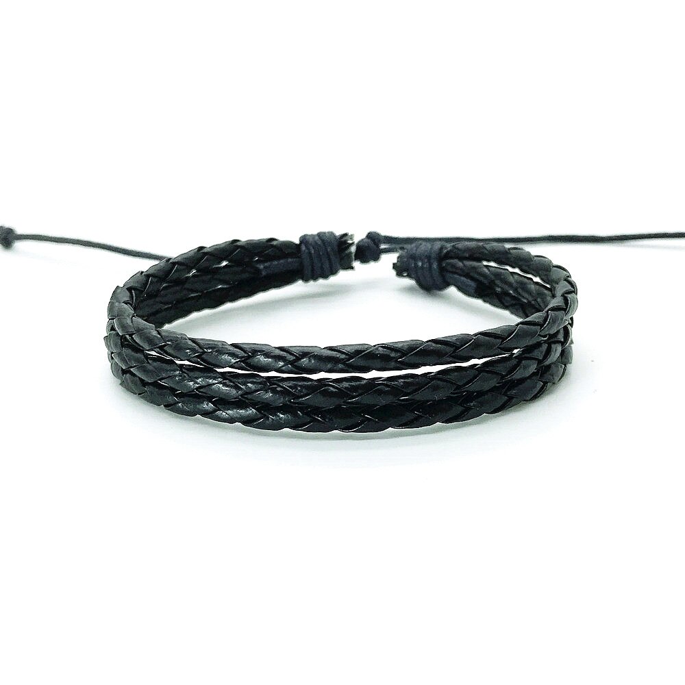 Bracelets 3 couches en cuir noir et marron pour hommes et femmes, nouvelle , Bracelet à breloques, corde tressée tissée à la main, , 2022: LB0002-6