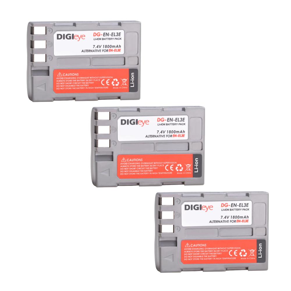 Batería de EN-EL3E ENEL3E EN EL3E para cámara Nikon D70 D50 D70s D80 D90 D100 D200 D300 D300S D700, 7,4 V, 1800mAh: 3 battery