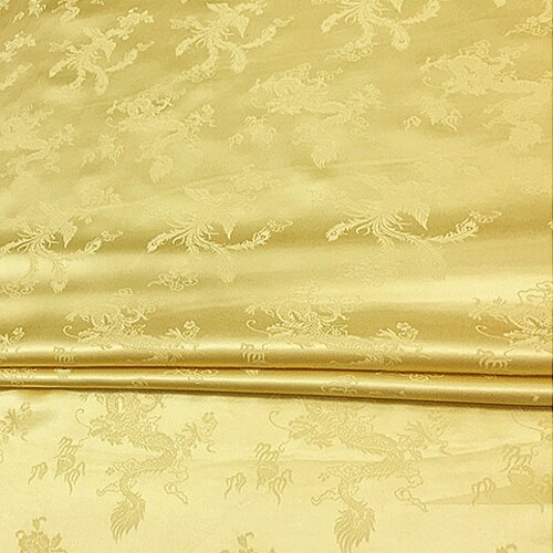 Jacquard gyldne drage og phoenix ren silkestof, sff 136