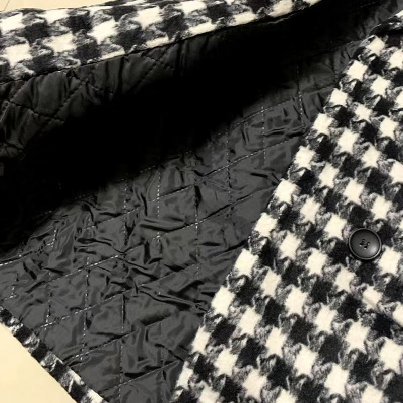 Casacos de inverno Vintage Houndstooth feminino, sobretudo com mistura de lã solta, peito duplo, jaqueta grossa luxuosa, quente, outono