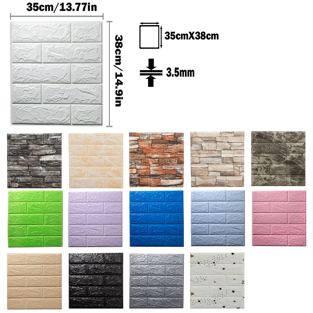 10pcs 3D Wall Stickers Self Adhesive Foam Wallpaper Home Decor Living Room Bedroom House Decoration Bathroom Soft Wall Panels