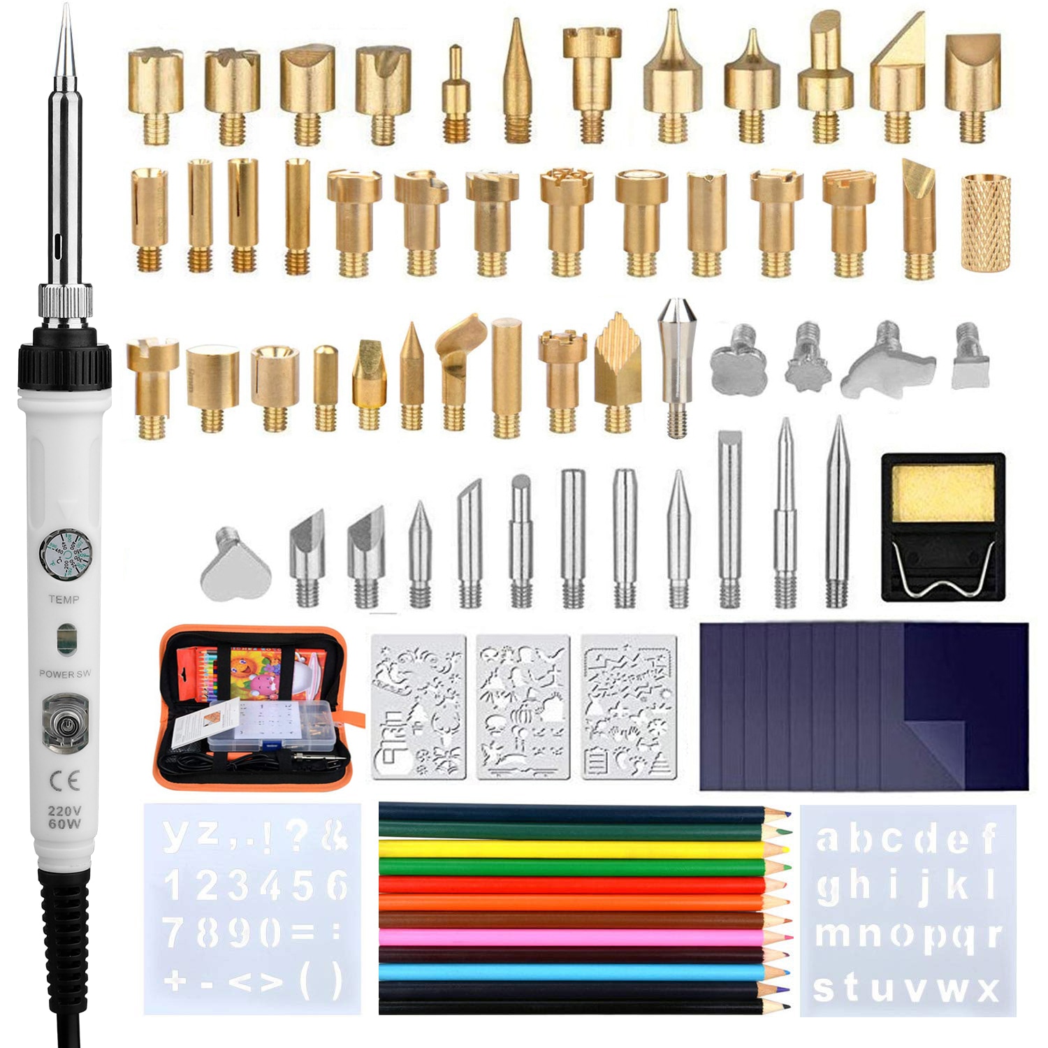84pcs Adjustable Wood Burning Soldering Iron Pen Tool Kit for Adult Starter Beginner Craft ,Wood Burner Craft Tool for Embossing