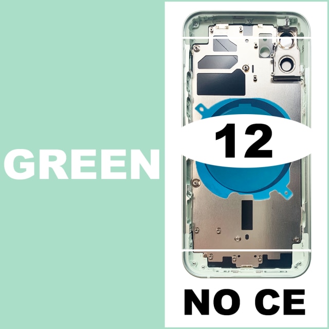 Kabinett til iphone 12 batteri bakdeksel + midtre chassisramme + simbrett + sidenøkkeldeler til iphone 12: 12- grønne - ingen ce