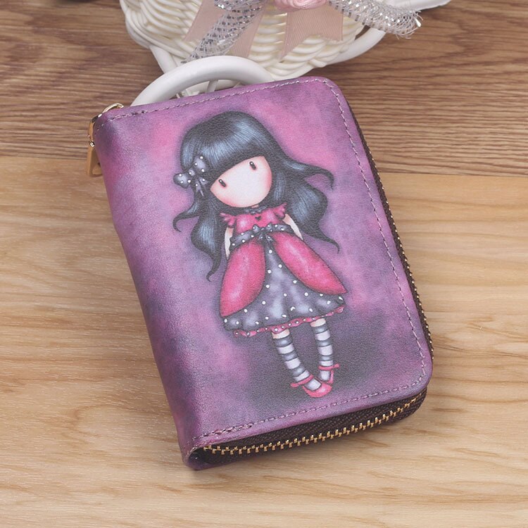 Bank Card Bag Girls Cartoon Small Wallet PU Leather Coin Purse Business ID Credit Card Holder Case Women Mini Clutch Bag: E