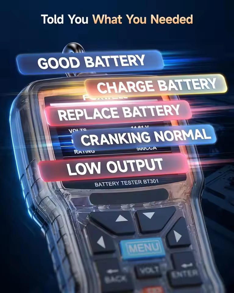 Foxwell BT301 probador de batería de coche herramienta analizadora de circuito de carga de arranque de batería probador de alternador de sistema de batería de 6/12V