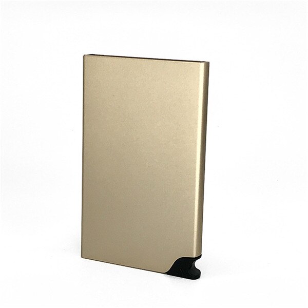 BISI GORO Thin ID HoldersMetal Box Card Wallet for Men and Women RFID Blocking Business Card Holder: Gold CZ050