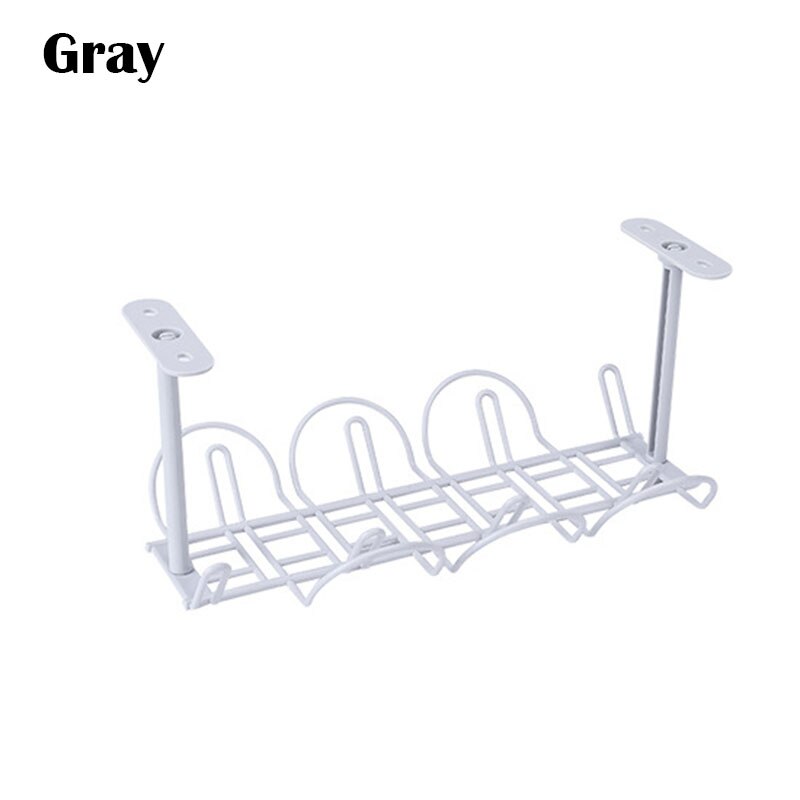 2 pièces en métal sous-Table étagère de rangement ABS Table bas support de prise étagère suspendue cuisine aspiration mur bureau fil organisateur: Grey 1pcs