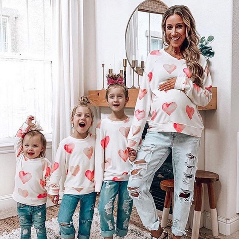 Śliczne rodzina pasujące ubrania mama i ja sweter matka córka syn stroje kobiety mama sweter dziewczynka chłopcy bluzy topy