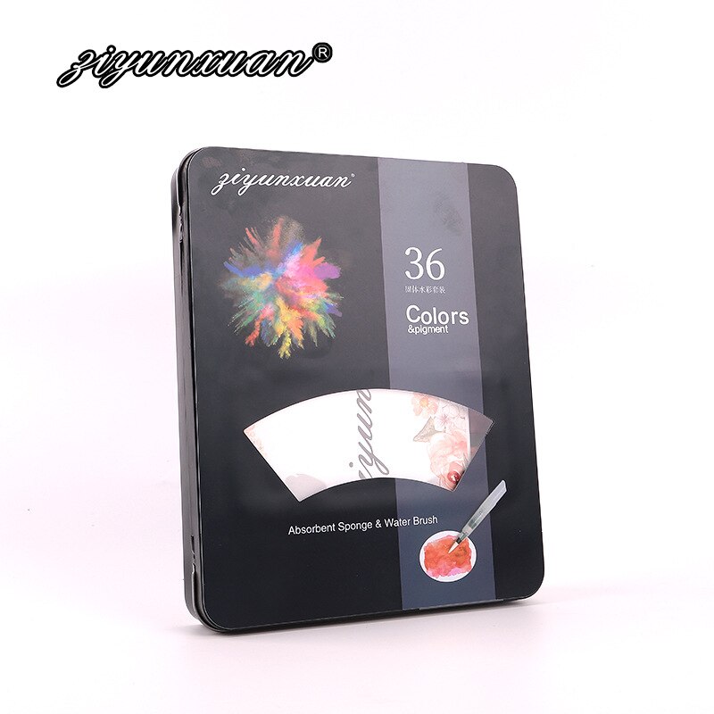 Set waterverf 48 kleuren voor kinderen beginners handgeschilderde waterverf vaste pigment kunstbenodigdheden: 36 kleuren-blakb