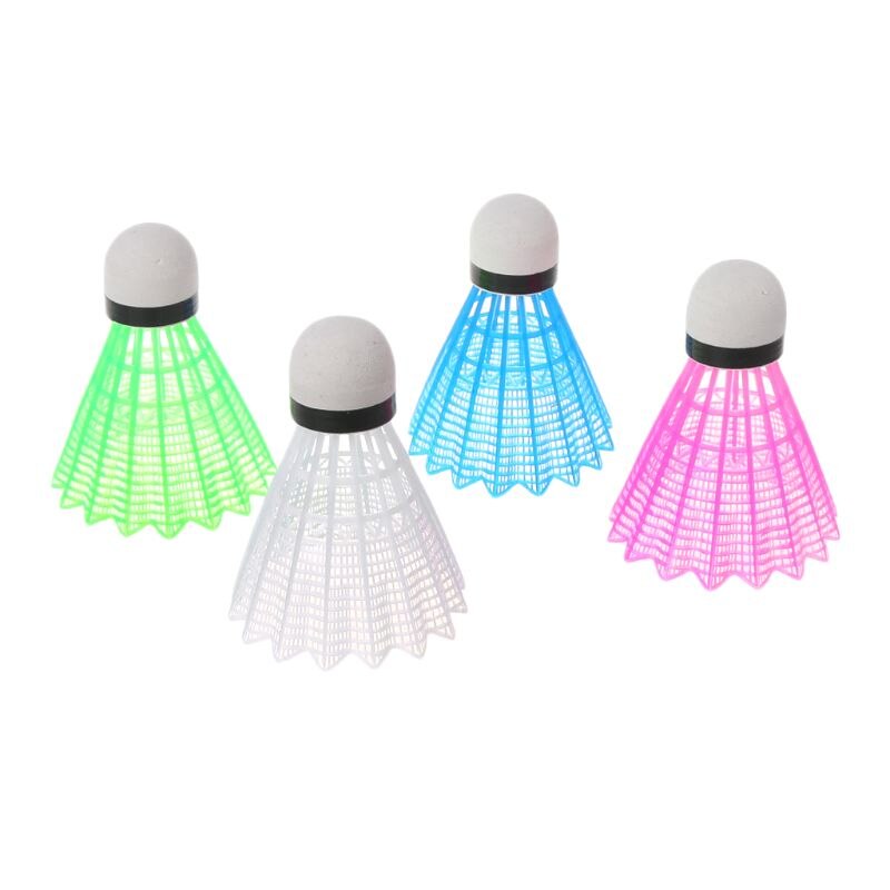 4pcs Colored Plastic LED Luminous Badminton Dark Night Glow Lighting Shuttlecock Badminton Accessories