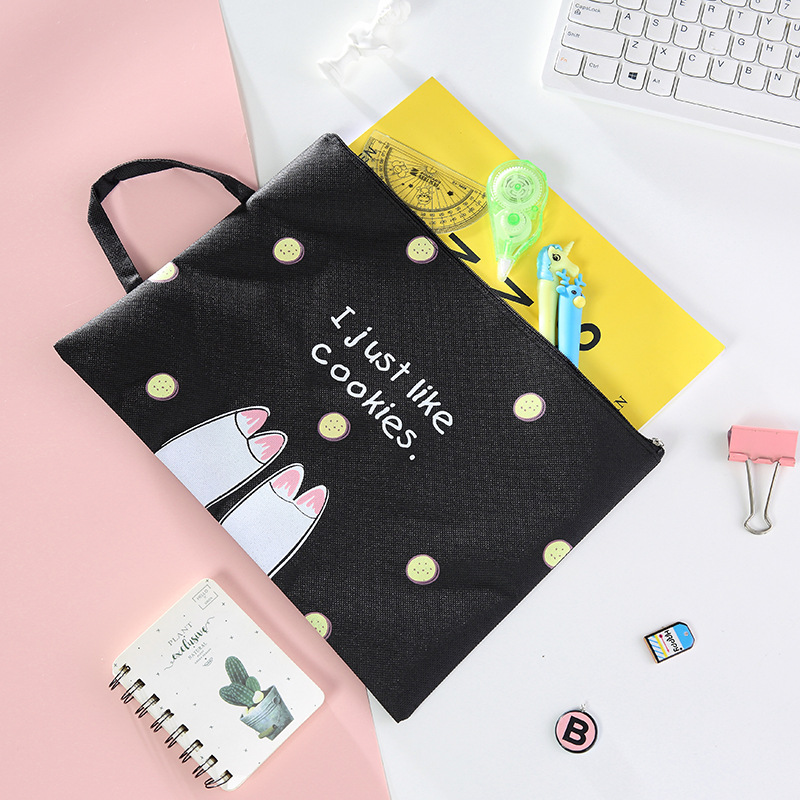 Coloffice-Bolso pequeño para estudiantes, pequeño producto coreano de llenado fresco, Tutorial, sencillo, portátil, con cremallera, bolsa de libros, bolsa de almacenamiento de archivos A4, 1 ud.