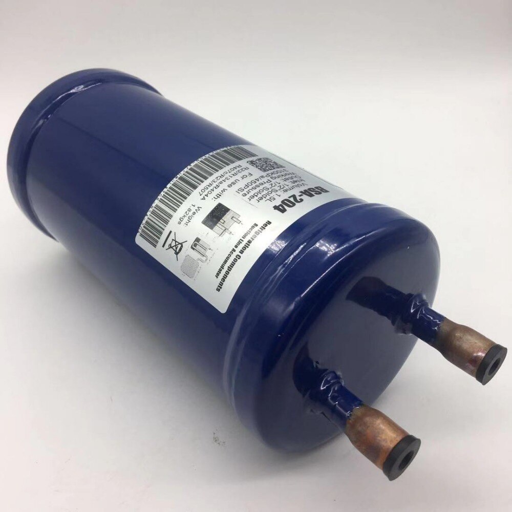 1.8L accumulator with 5/8" connection tube is for temperature control units which select 0.5~3HP semi-hermetic comp.