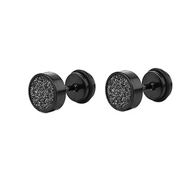 4 Pairs Mens Black Round Disc Huggie Hoop Stud Earrings Stainless Steel Faux Gauges Ear Tunnel Piercing Hypoallergenic Jewelry: Style B-1 pairs