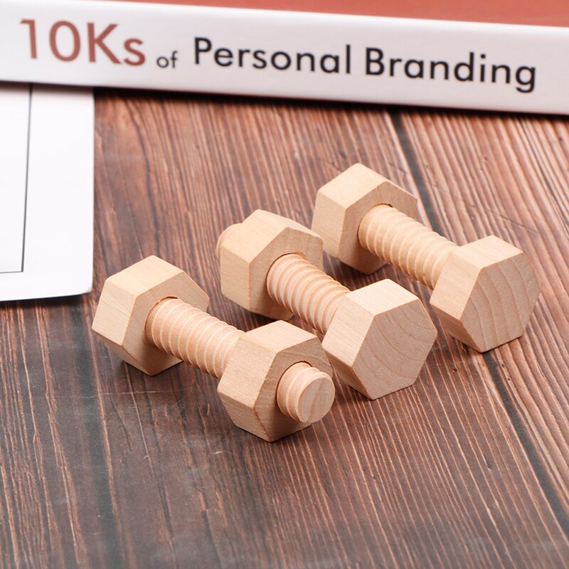 1.2x6.5cm Early Education Screw Nut Assembling Wooden Toy Solid Wood Screw Nut Hands-On Teaching Aid Educational Toys