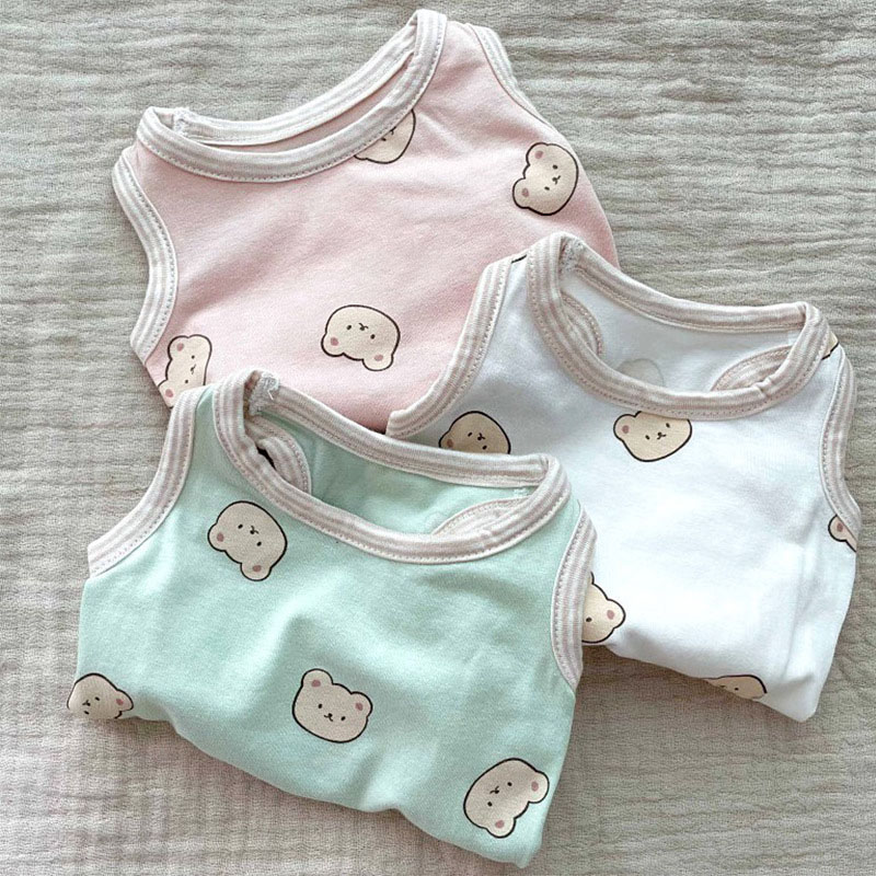 Cute Pet Dog Clothes Summer Cartoon Bear Dogs Vest Cotton For Puppy Small Medium Thin Clothing French Bulldog Ropa Perro Pug