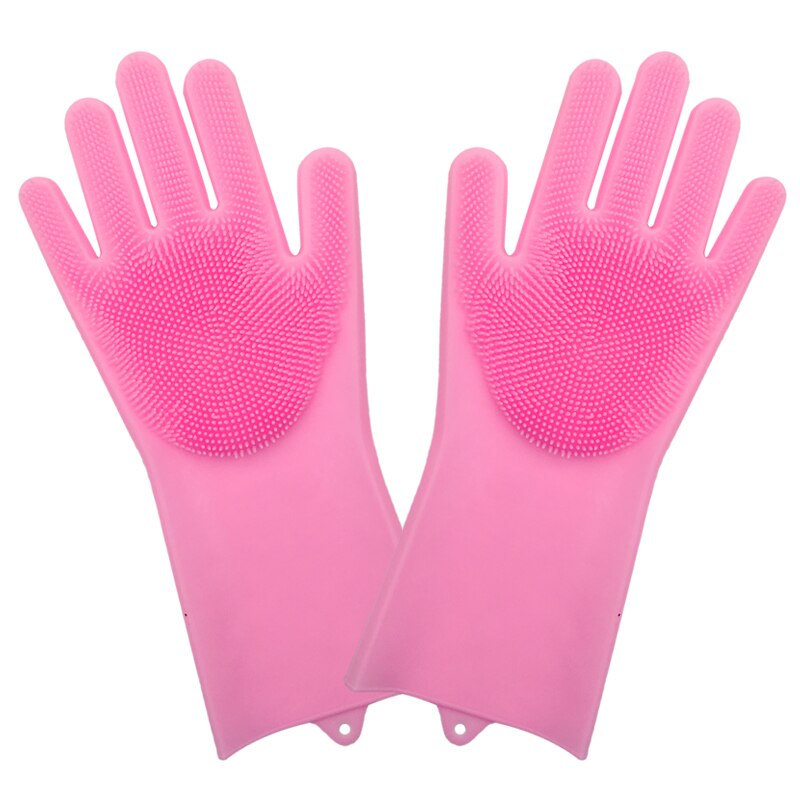 Gants de nettoyage de la vaisselle, éponge en caoutchouc de Silicone, épurateur ménager, outils de nettoyage de cuisine, directe: Pink