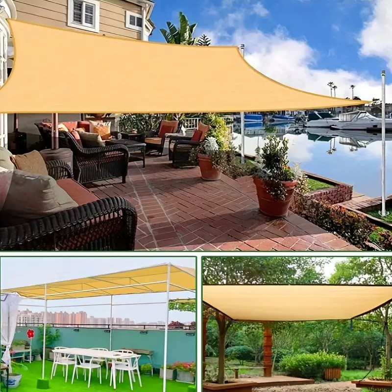 200x 400cm sommer utendørs skyggelegging beige skyggenett innpakket perforert skyggeduk fortykket varmeisolasjonsnett skyggenett