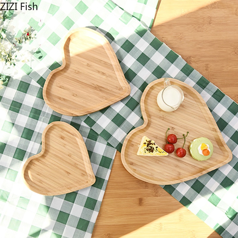 Houten Hart Vorm Fruit Lade Multi-Raster Platter Europese Stijl Home Decoratie Snacks/Salade/Gedroogde Fruitschaal