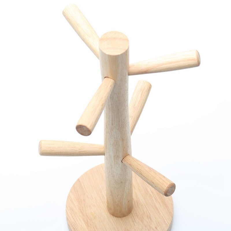 Arbre porte-tasse à 6 crochets, porte-tasse en bois, support de table, tasse de thé et de café