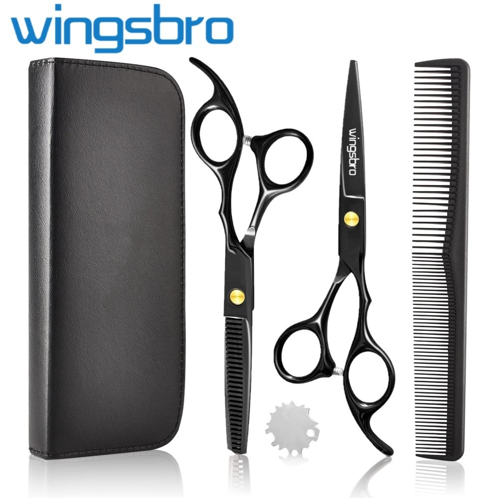 6,5 inch haarschaar set kapper kapsalon snijden dunner styling tools professionele kappersscharen kit: Black