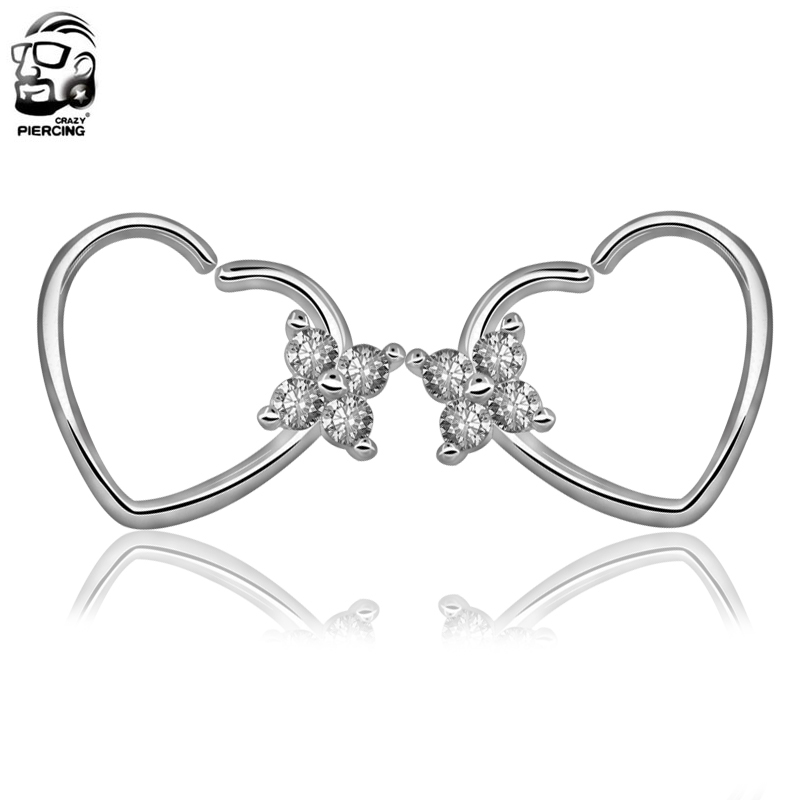 Punk Body Piercing Nose Cartilage Heart Right Closure Daith Cartil Tragus Hinged Segment Ring Body Jewelry Earrings 5 Style: SKU-CY1795