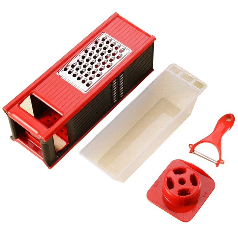 Groente Fruit Cutter Handleiding Aardappel Slicer Rvs Blade Ui Rasp Slicer Keuken Gadgets Tool: red 