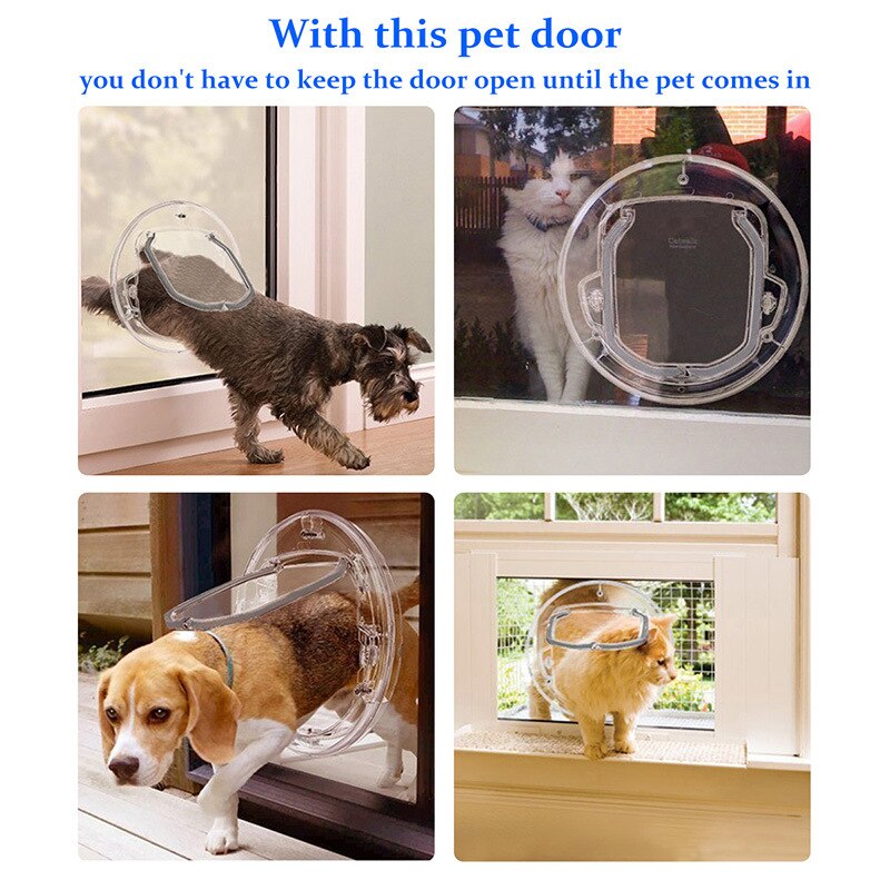 Chien Porte Avec Serrure Pour Chat Chiot Chien Porte Avec Serrure Ronde Transparente Porte Fenêtre Coulissante Verre Porte Verre Fenêtre