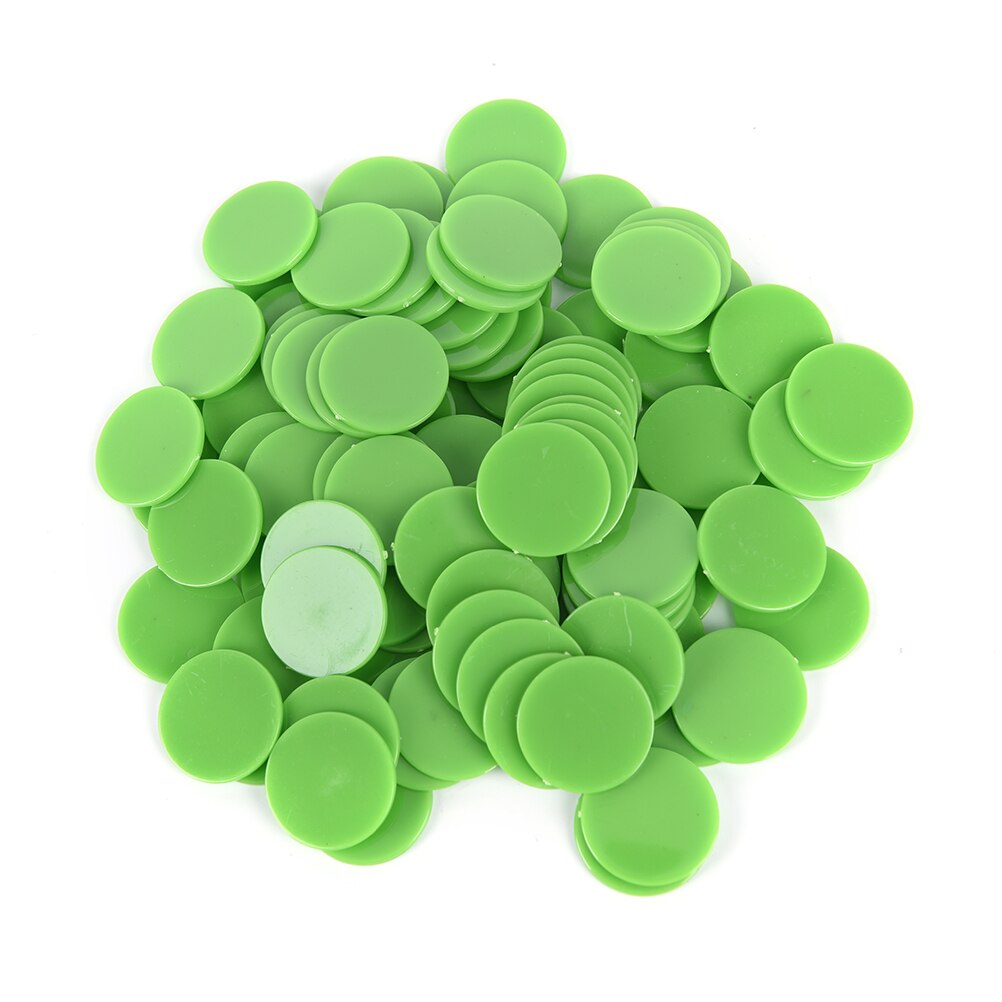 Plastic poker chips casino bingo markører token sjovt familieklub spil legetøj tilbehør 100x 24mm: Grøn