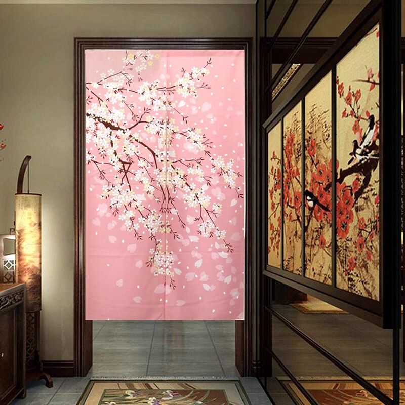 Ayhf-japan beimen road bruseforhæng kirsebærblomst japansk stoftryk gardintæppe
