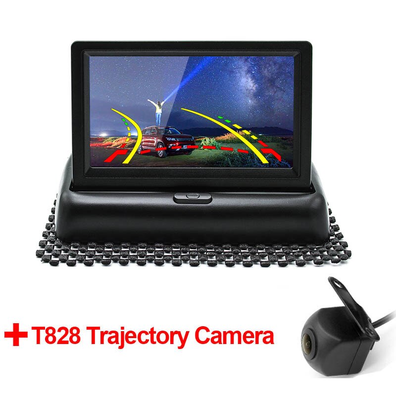 4.3 Inch TFT LCD Vehicle Folding Foldable Monitor With Car Rear View Camera, Dynamic Trajectory Line and Starlight Night Vision: Trajectory Camera
