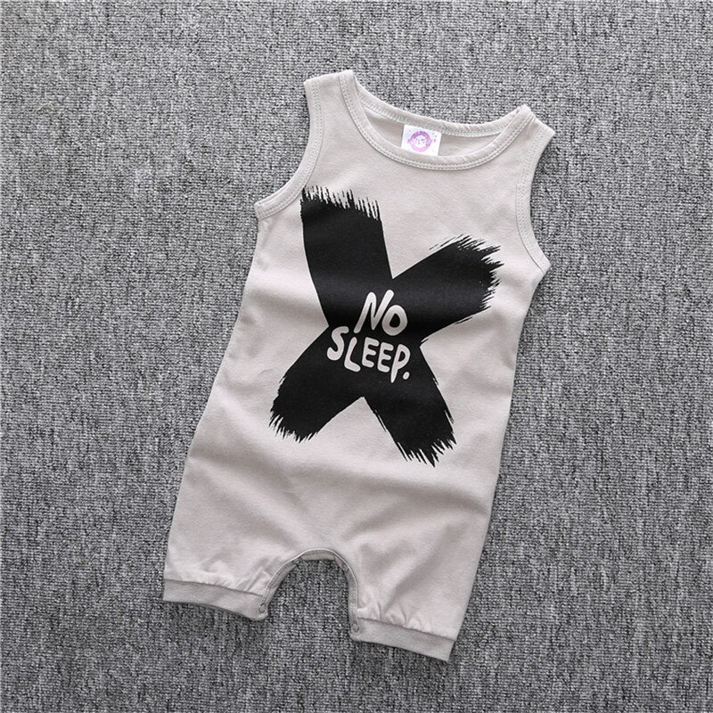 Baby Zomer Kleding Pasgeboren Baby Jongens Geen Slaap Romper Mode Mouwloze Rompertjes Letters Print Katoenen Vest Jumpsuit