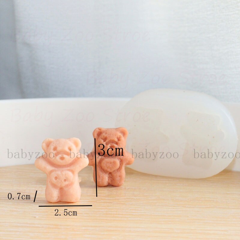 Vierkante Cake Embryo Silicone Mold Cake Kaars Decoratie Beer Puppy Biscuit Brood Embryo Raspberry Mold: B-mold