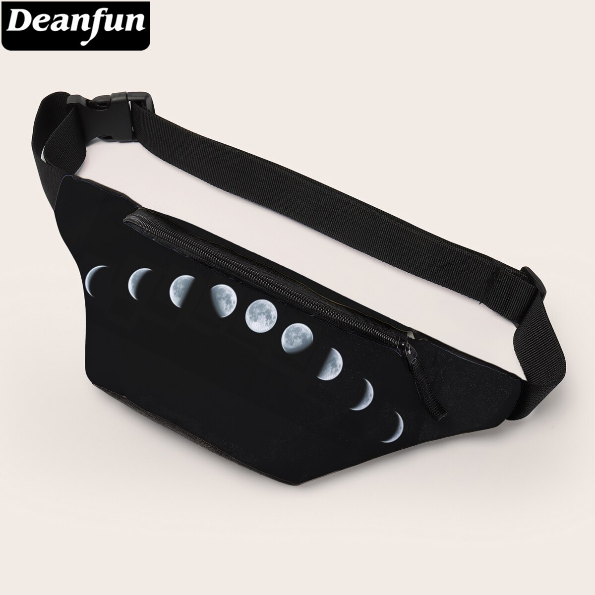 Deanfun-riñonera para hombre y mujer, bolso para teléfono, riñonera negra, Luna dibujada, para el pecho, 18051