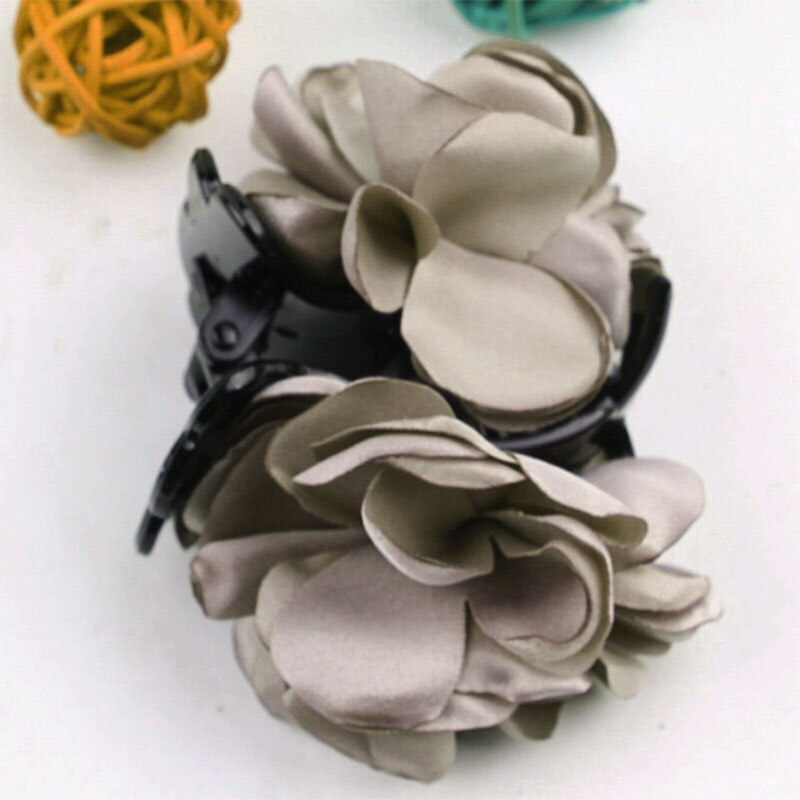Cloth Rose Flower 1pc Women Ponytail Barrette Jaw Clip Double Sided Flower Accessories Decoration Bow Hair Claw: 9