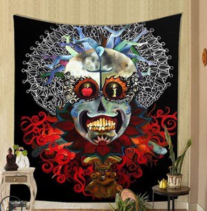 Vegg tapetry skull print husholdning vegg tapet halloween vegg hengende teppe dekorativ klut: G
