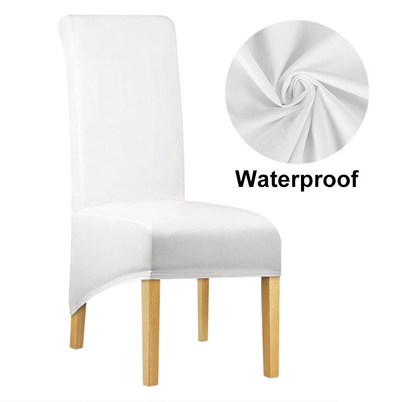 Waterproof PU Fabric Long Back Chair Cover King Back Chair Covers Elastic Washable Home Hotel Banquet: 1793-WH