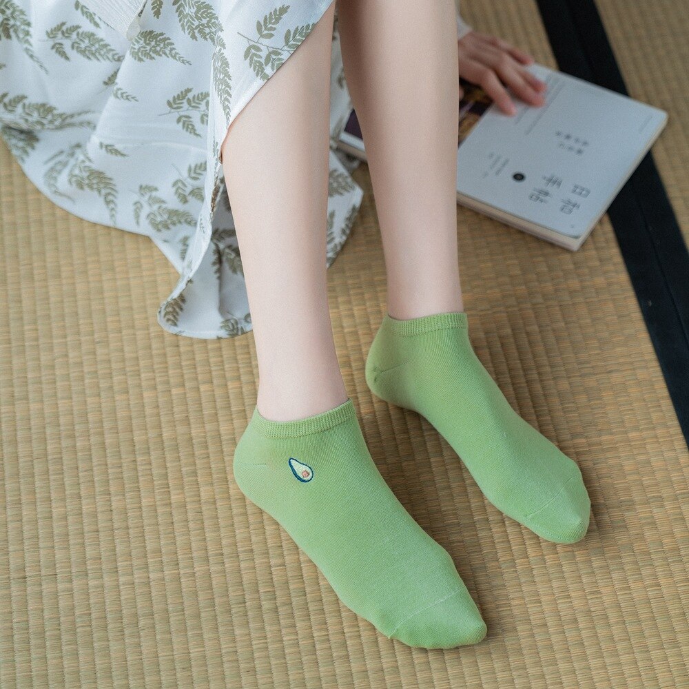 Cute Women Cotton Cartoon Fruit Ankle Socks Summer Japanese Avocado Cute Boat Socks Casual Soft Girls Short Socks