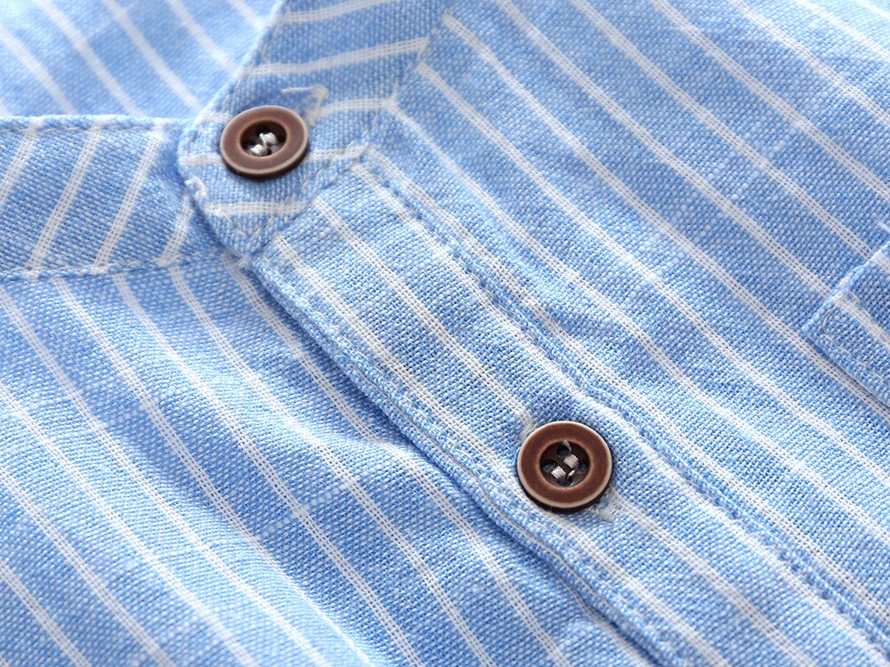 Kimocat Baby Boy Girl Shirt Long Sleeve Spring Autumn Gentleman Striped Cotton Chinese-style Collar Boy's Shirt Children Blusas