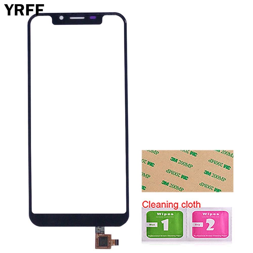 Panel de pantalla táctil para teléfono Oukitel U18, Panel de pantalla táctil de cristal, Sensor digitalizador frontal, toallitas para pantalla táctil: Black No Tools